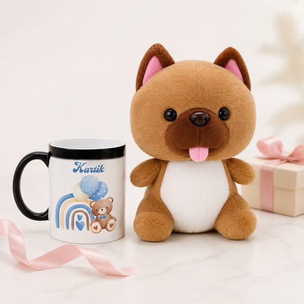 Personalized Magic Mug and Teddy Gift for Rakhi