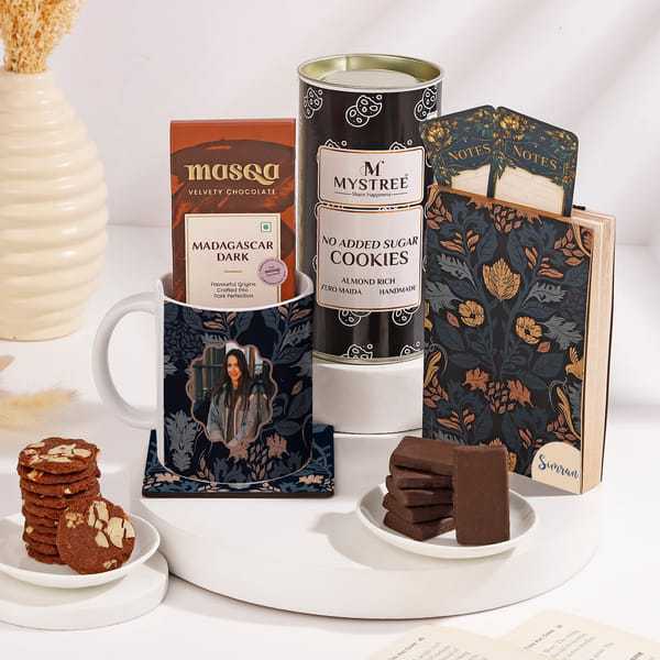 Personalized Midnight Floral Notebook and Mug Hamper