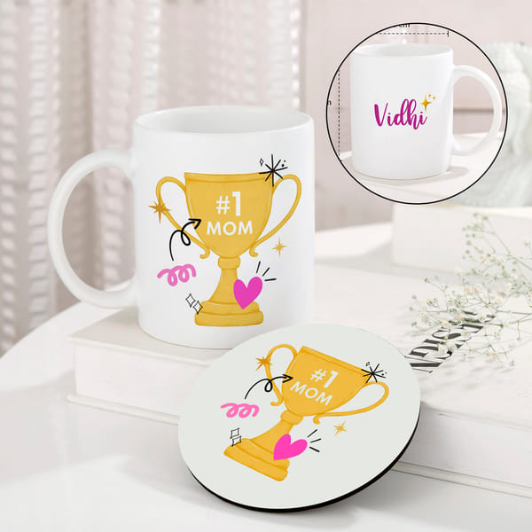 Personalized Mom's Trophy Mug & Coaster Duo