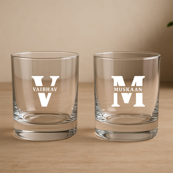 Personalized Monogram Whiskey Glass Set - Set of 2