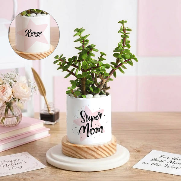 Personalized Mother's Day Jade Plant With Pot