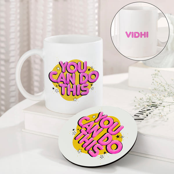 Personalized Motivational Ceramic Mug and Coaster Combo