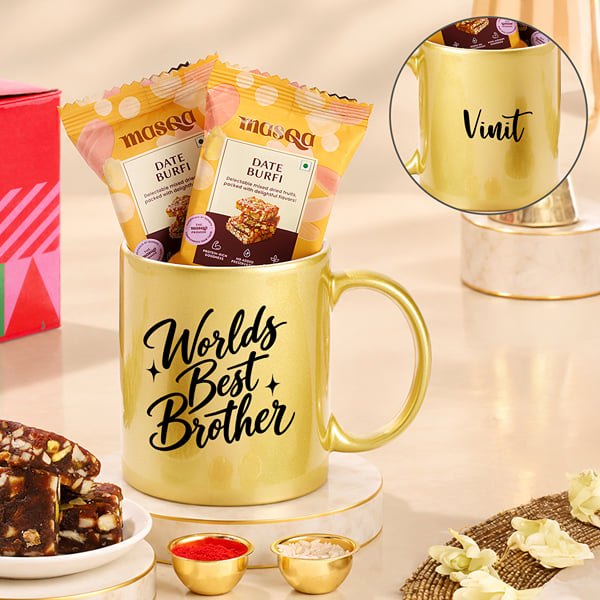 Personalized Mug and Mithai Bhai Dooj Gift Set