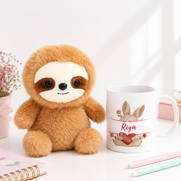 Personalized Mug and Sloth Toy Combo