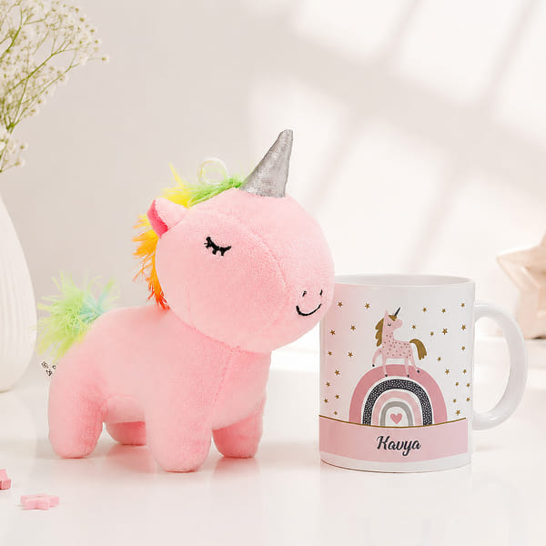 Personalized Mug and Unicorn Toy Combo