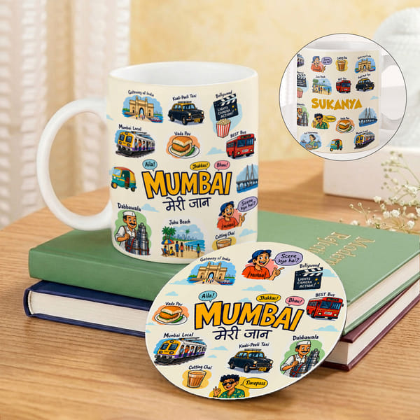 Personalized Mumbai Mug and Coaster Combo