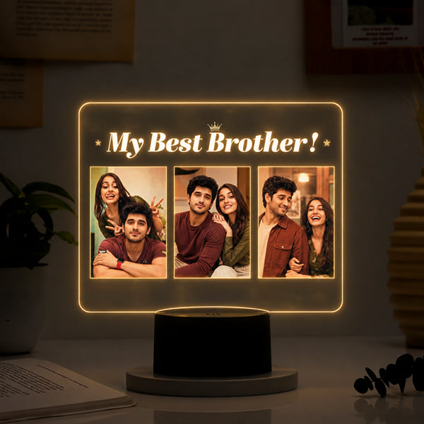 Personalized My Best Brother LED Photo Lamp for Bhai Dooj
