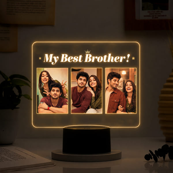 Personalized My Best Brother LED Photo Lamp for Rakhi