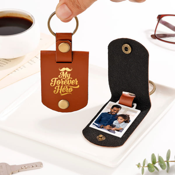 Personalized My Hero Photo Keychain for Dad