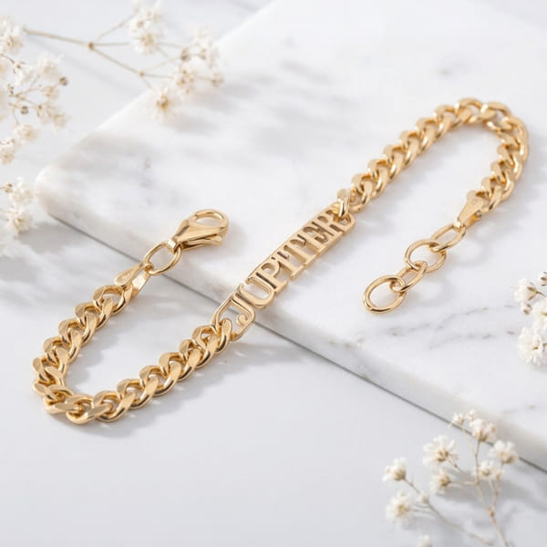 Personalized Name Gold Bracelet for Father's Day