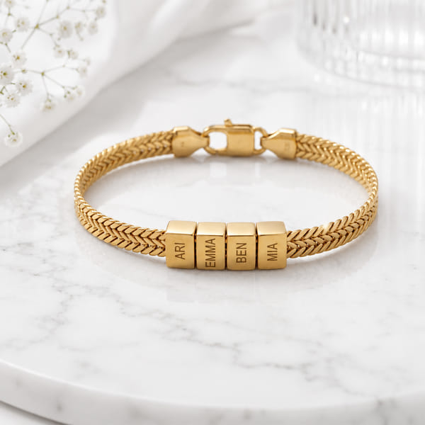 Personalized Name Gold Bracelet for Father's Day