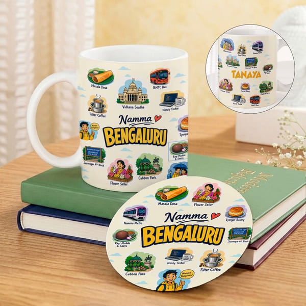 Personalized Namma Bengaluru Mug and Coaster Combo