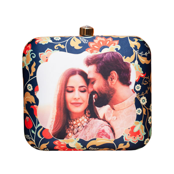 Personalized Navy Blue Satin Clutch