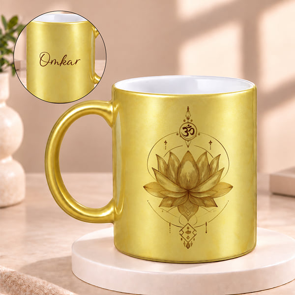 Personalized Om Lotus Golden Mug
