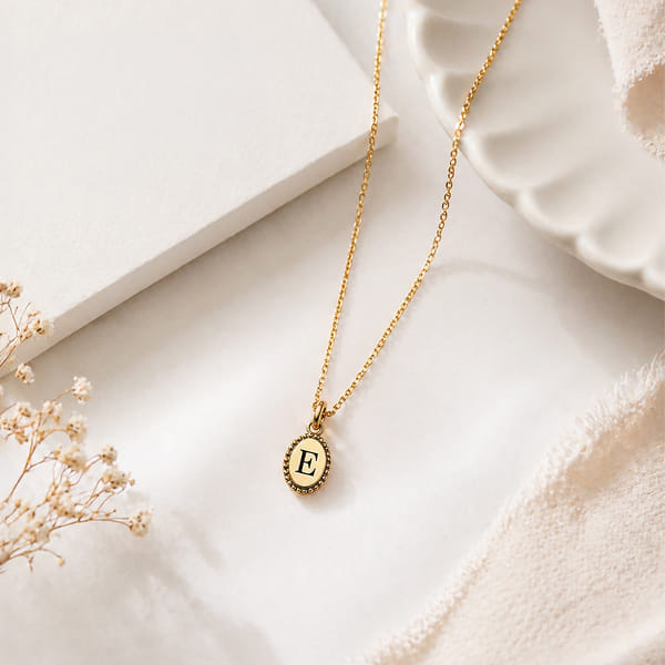 Personalized Oval Initial Pendant for Mother's Day