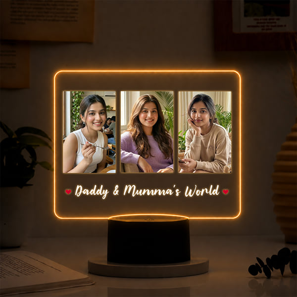 Personalized Parents World LED Acrylic Photo Frame