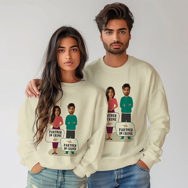 Personalized Partner In Crime Sweatshirts For Siblings - Off-White