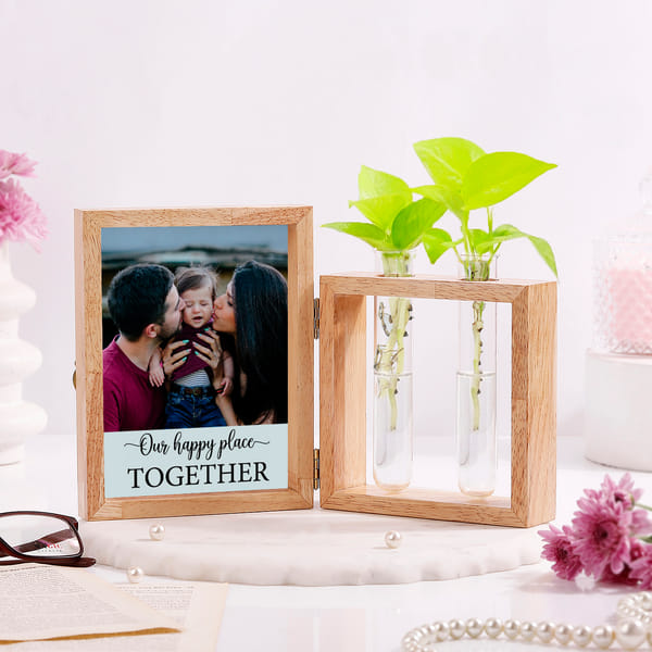 Personalized Photo Frame For Family With Money Plant