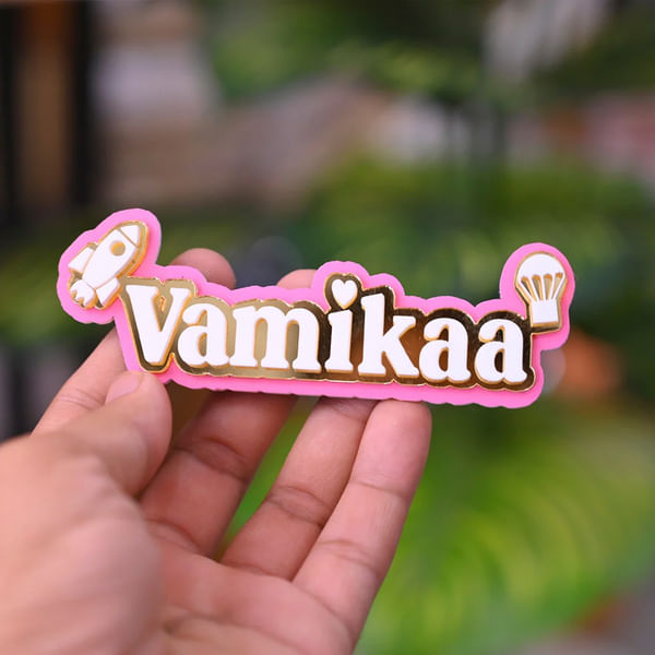 Personalized Pink Acrylic Name Magnet For Kids