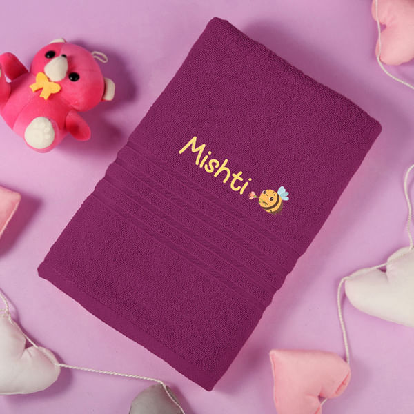 Personalized Pink Bath Towel for Kids