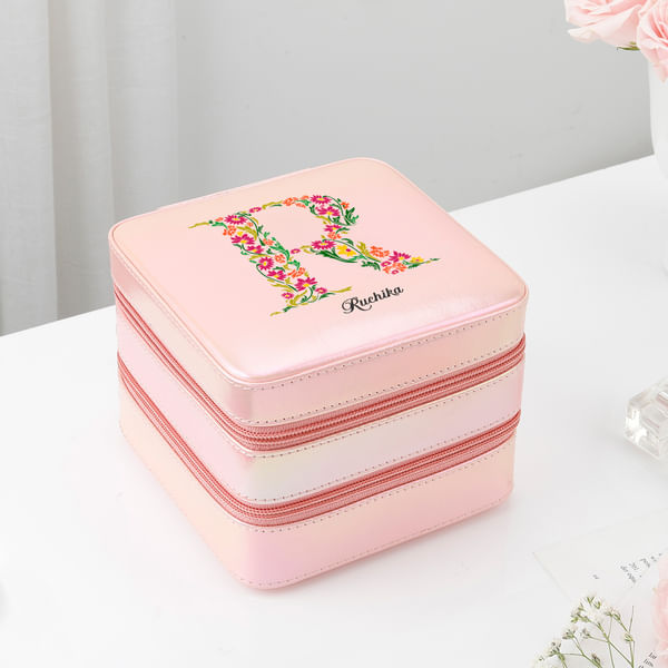 Personalized Pink Double-Decker Jewellery Organizer