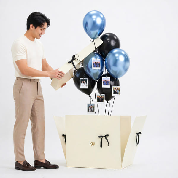 Personalized Polaroids with Midnight Balloon Surprise