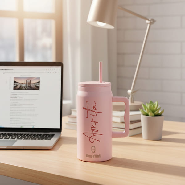 Personalized Powder Pink Stainless Steel Tumbler - 1500 ml