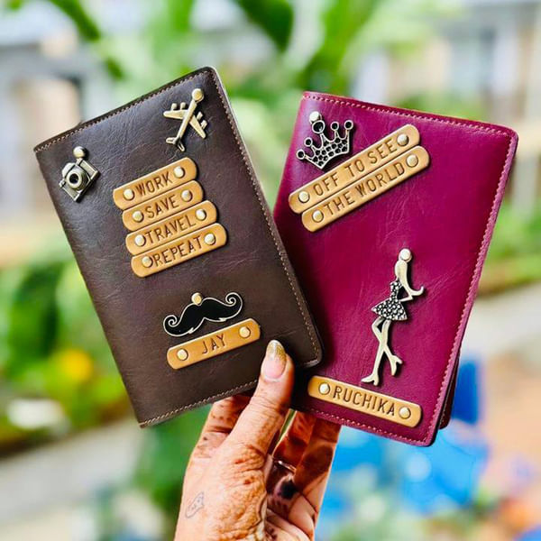 Personalized PU Leather Couple's Passport Cover - Set Of 2
