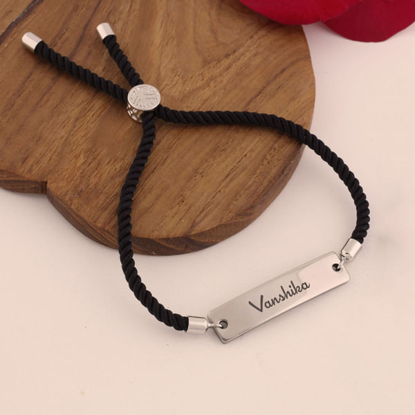 Personalized Rectangle Bracelet - Silver Grey