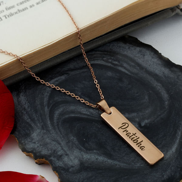 Personalized Rectangle Pendant - Rose Gold