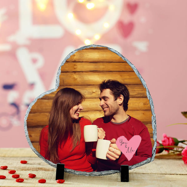 Personalized Rock Tile Heart Shape Photo stand