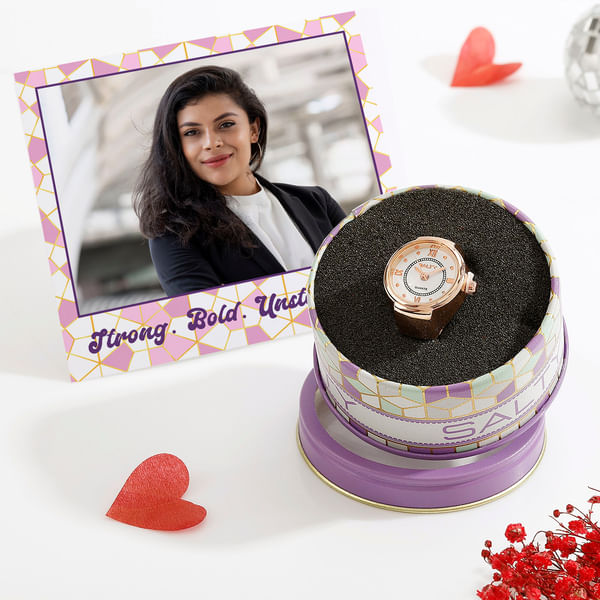 Personalized Rose Gold Finger Watch Combo For Her