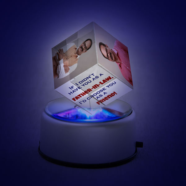 Personalized Rotating LED Cube for Father-in-law