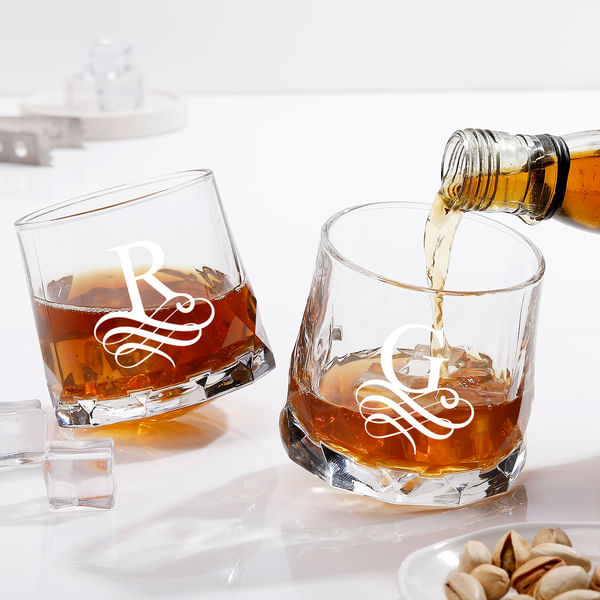 Personalized Rotating Whiskey Glasses-Set Of 2