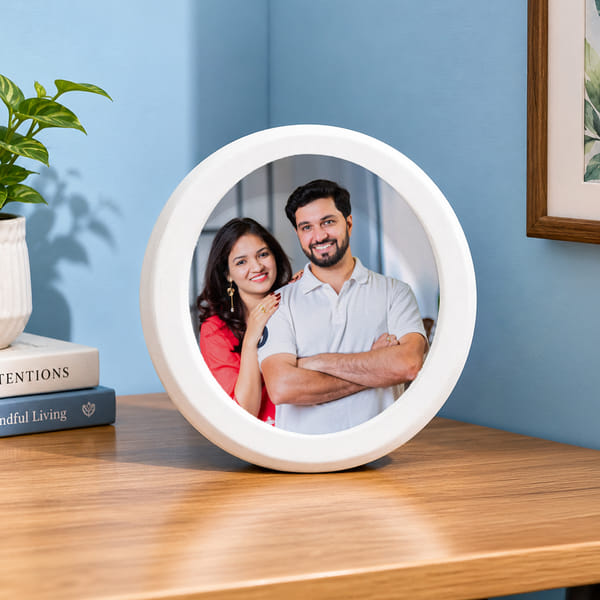 Personalized Round Anniversary Photo Frame