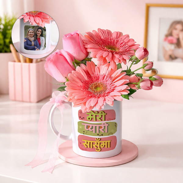 Personalized Sasu Maa Floral Mug Arrangement
