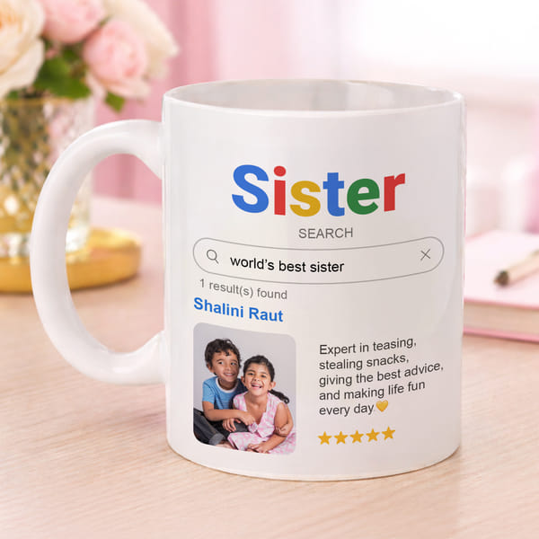 Personalized Search Style Sister Photo Mug