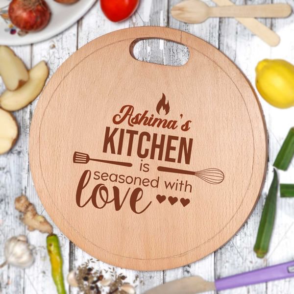 Personalized Seasoned with Love Chopping Board