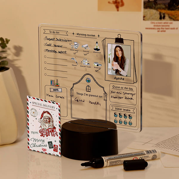 Personalized Secret Santa Daily Journal LED Lamp