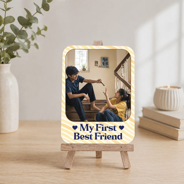 Personalized Sibling Bestie Frame with Wooden Stand for Rakhi