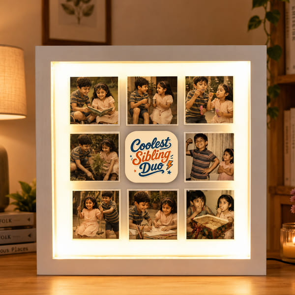 Personalized Sibling Duo LED Frame For Rakhi