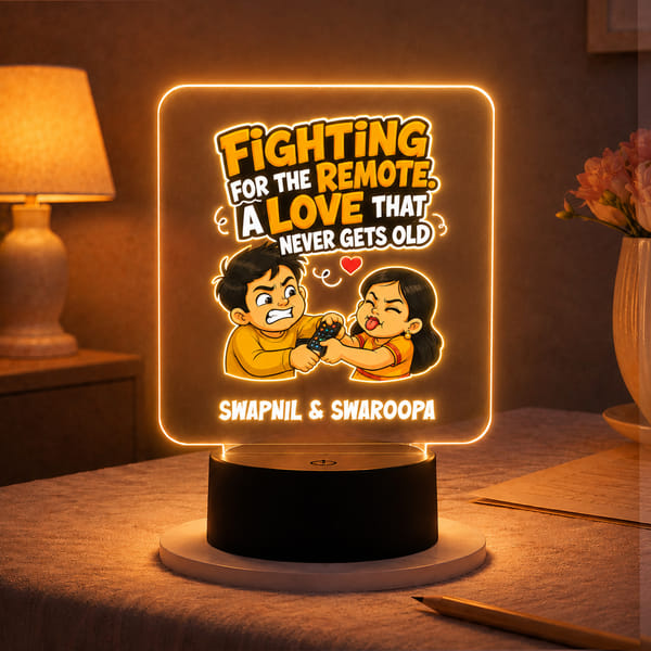 Personalized Sibling Fighting Over Remote Acrylic Stand For Rakhi