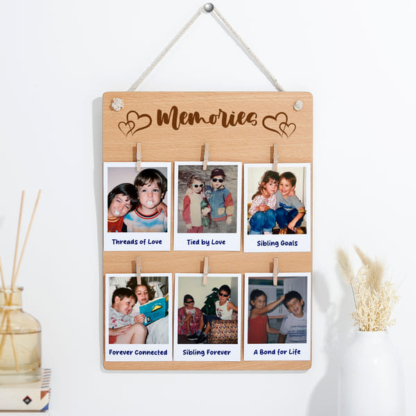 Personalized Sibling Memories Wooden Polaroid Board