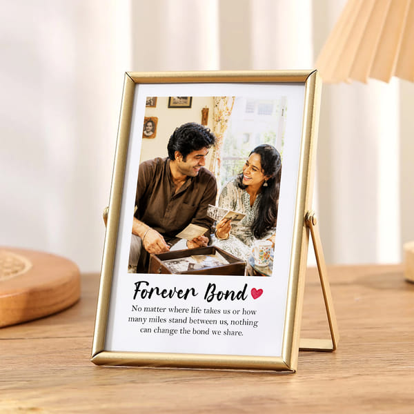 Personalized Siblings Gold Finish Frame for Rakhi