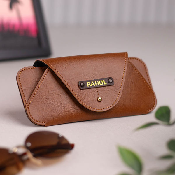 Personalized Signature Sunglasses Case - Tan