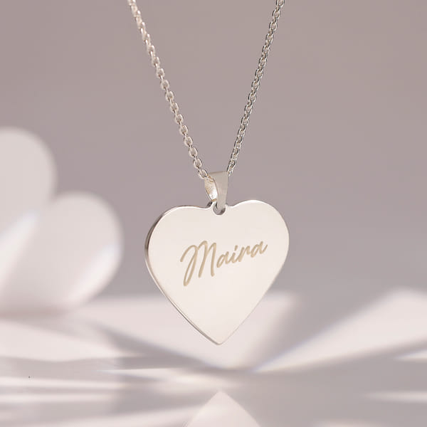 Personalized Silver Finish Heart Pendant