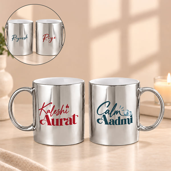 Personalized Silver Mug Duo for Boyfriend's Day