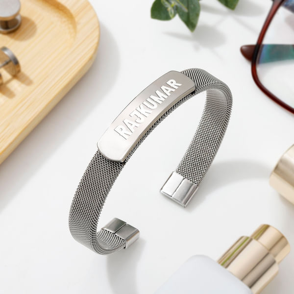 Personalized Silver Stainless Steel Cuff Bracelet For Brother