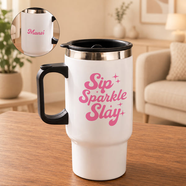 Personalized Sip Sparkle Slay Travel Mug