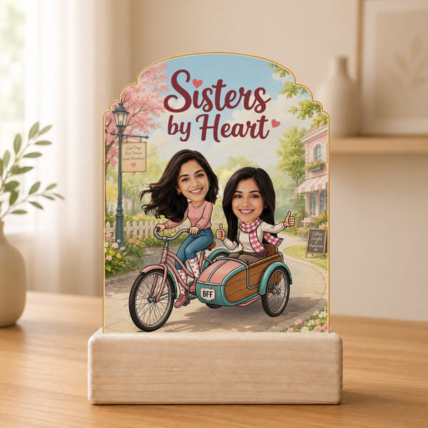 Personalized Sisters at Heart Caricature For Friends